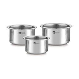 Bergner BE Essentials Silver Stainless Steel Mini Topes - Set of 3-21
