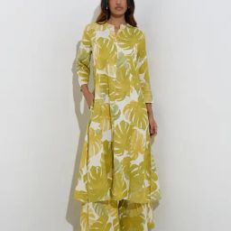 Utsa by Westside Lime Leaf Design A-Line Kurta-image-28