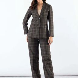 Powersutra Brown Checks Blazer With Trouser-image-27