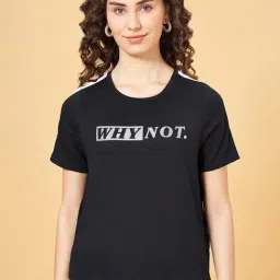 People by Pantaloons Jet Black Cotton Printed T-Shirt-image-88