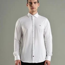 TOMMY HILFIGER White Slim Fit Solid Shirt-image-102