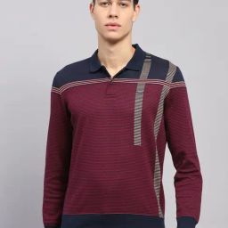 Monte Carlo Maroon Regular Fit Striped Sweatshirt-image-67