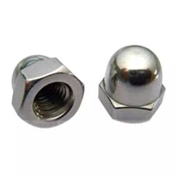 B K JAGAN & CO Size 3x8 Dome Nut Cap Steel Silver (Set of 10)-70