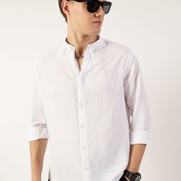 Thomas Scott Men Classic Mandarin Collar Solid Slim Fit Casual Shirt-picture-42