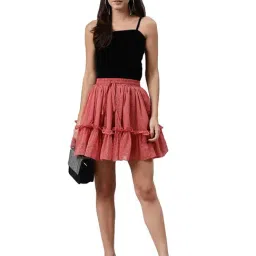 Trend Arrest Pink Self Design Skirt-image-83