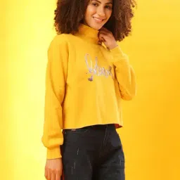 Campus Sutra Yellow Graphic Print Sweatshirt-image-80