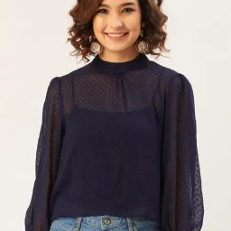 Anvi Be Yourself Navy Embroidered Top-image-15