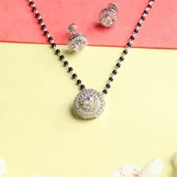 Clara Halo 92.5 Sterling Silver Mangalsutra Set-image-78
