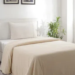 Maspar Colorart Charlotte Solid Beige 110 TC Cotton Blend Single Bed Cover-image-19