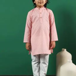 READIPRINT FASHIONS Kids Pink & White Embroidered Full Sleeves Kurta with Pyjamas-picture-10