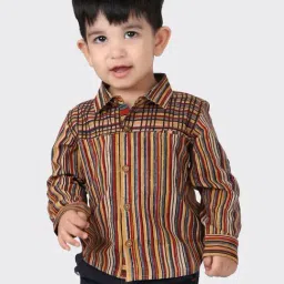Fabindia Kids Brown & Black Cotton Printed Shirt-picture-39
