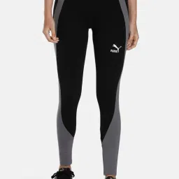 Puma Black & Grey Color-Block Mid Rise Tights-12