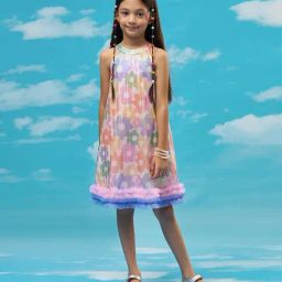 Lil Drama Girls Multicolor Floral Print Fit & Flare Dress-picture-32
