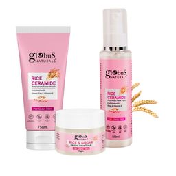 Globus naturals Set Of 3 Rice Ceramid Face Toner -100ml Scrub-50g & Peel Off Mask-75g-7
