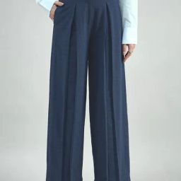 Powersutra Navy Blue Cotton Regular Fit Trousers-image-86
