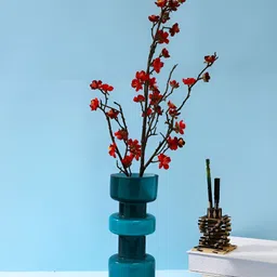 TAYHAA Teal Handcrafted Glass FlowerVases-21