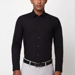 Peter England Black Cotton Slim Fit Shirt-image-46