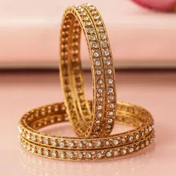 Rubans Mehandi Cubic Zirconia Studded Classic Bangle - Set of 4-picture-0