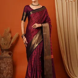 SILKWEAR Ethnic Motifs Zari Jamdani Saree-picture-13