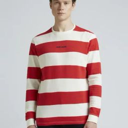 Pepe Jeans Red & White Cotton Slim Fit Striped T-Shirt-image-41