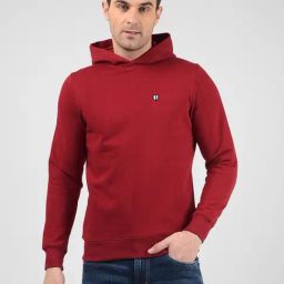 Numero Uno Red Regular Fit Hooded Sweatshirt-image-2