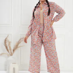 CURVE BY KASSUALLY Multicolor Printed Oversized Shirt With Pants image 1