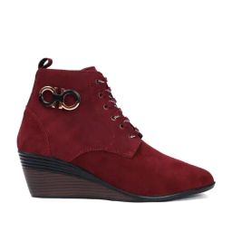 Zoom Shoes Women's Red Wedge Booties-18