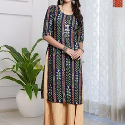 HERE&NOW Women Pack of 2 Floral Printed Festive Straight Kurtas-picture-55