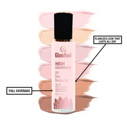 GlamFam High Coverage Waterproof Foundation- 30 ml- Porcelian 01 image 5