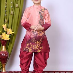 Cae Boys Printed Regular Dupion Silk Kurta with Patiala-31