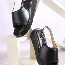 TRYME Women's Black Back Strap Sandals-image-59