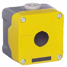 RS PRO Yellow Die Cast Aluminium Push Button Enclosure-1 Hole 22 mm Diameter, 1368582-0