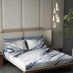 DDECOR Live beautiful Blue Cotton Contemporary 180 TC Double Flat Bedsheet with 4 Pillow Covers-11