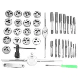 A&S TOOLSHOP Metric Tap Die Set M3-M12 Thread Size Mild Steel or Aluminum Silver (Set of 40)-78