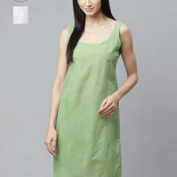 ADA Women White and Dark Green Pack of 2 Solid Sustainable Handloom Slips-11