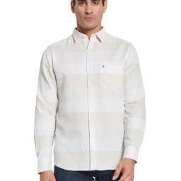 METTLE Cream Regular Fit Striped Shirt-picture-15