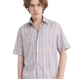 Rare Rabbit Beige Regular Fit Stripes Shirt-image-99
