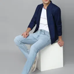 Allen Solly Navy Regular Fit Self Pattern Jacket image 5