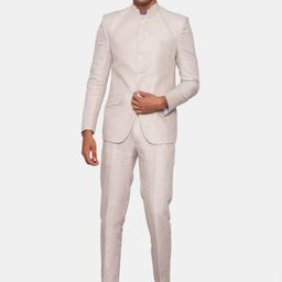 Wintage Men Beige Solid Single-Breasted Two-Piece Suits-image-63
