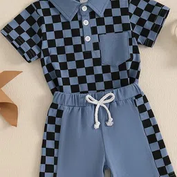 LULU & SKY Boys Checked Pure CottonT-shirt With Shorts-picture-36