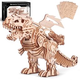 DIY T-Rex Dinosaur STEM Kit 3D Wooden Puzzles T-Rex Dinosaur Model Kit can Walk and Roar, Mechanical Dinosaur Toys for Boys Kids Ages 8-10-12-14, 3-D Puzzles Building Kit - RS6167DIY T-Rex Dinosaur STEM Kit 3D Wooden Puzzles T-Rex Dinosaur Model Kit can Walk and Roar, Mechanical Dinosaur Toys for Boys Kids Ages 8-10-12-14, 3-D Puzzles Building Kit - RS6167-0