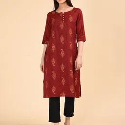 Marcia Women Cotton Round Neck Thread Work Kurta-image-93