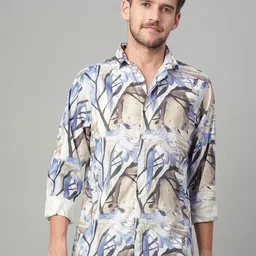 Mast & Harbour Abstract Printed Spread Collar Long Sleeves Relaxed Fit Shirt-image-78