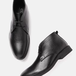 Carlton London Men Black Solid Mid-Top Derbys-image-2