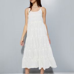 max Women Floral Embroidered Shoulder Straps Fit & Flare Midi Dress-picture-10