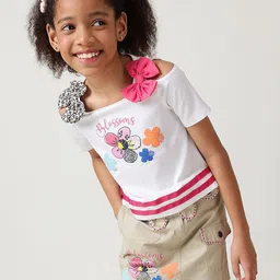 One Friday Floral Cold-Shoulder Cotton Top-image-82