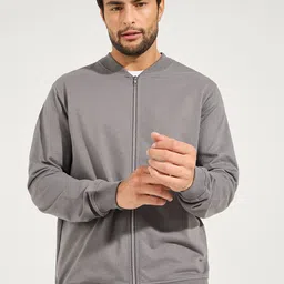 Styli Stand Collar Long Sleeves Relaxed Bomber Jacket-picture-23