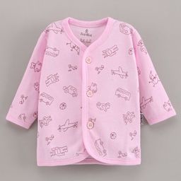 Child World Cotton Full Sleeves Vehicle Printed Vest - Pink-image-56