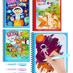 New Pinch  Cartoon Theme Reusable Magic Water Painting Book Magic Doodle Pen(Print as per availability)) (3Pc)-6