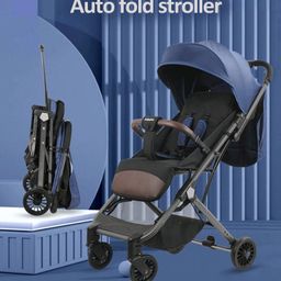 Air Lite Stroller One Hand Fold Light Weight Travel Friendly Adjustable Canopy with Extended Mosquito Net Suspension Wheels & Storage Basket - Blue-14